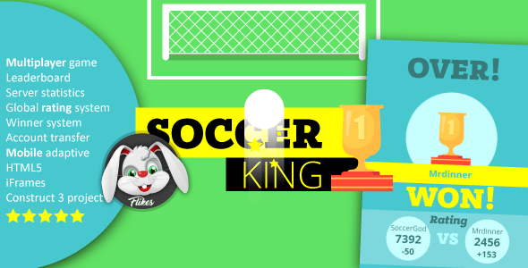 Soccer King – Construct 3, HTML5, Multiplayer, sistema de classificação, celular