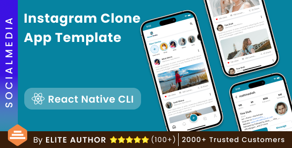 Modelo de aplicativo do clone do Instagram na CLI nativa do React | App de compartilhamento social e compartilhamento de vídeo | SocialMedia
