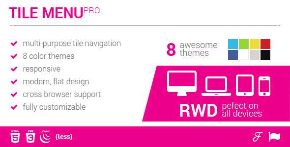 Menu de navegação por telha responsiva multiuso