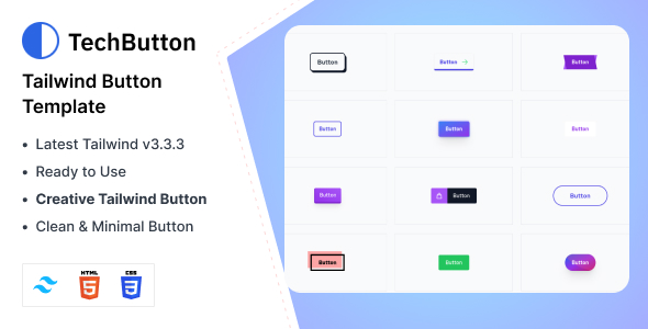 TechButton – Tailwind CSS 3 Button HTML Modelo