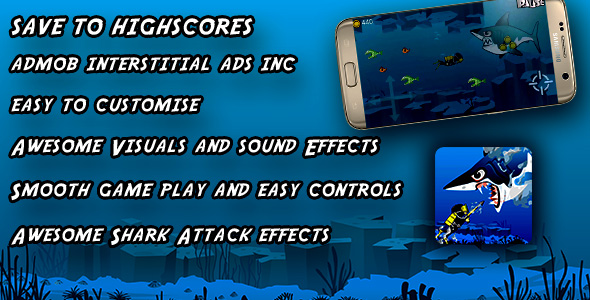 Angryshark: Melhor jogo de pesca de mergulho: Android Full Buildbox Game Android Studio Project | IOS
