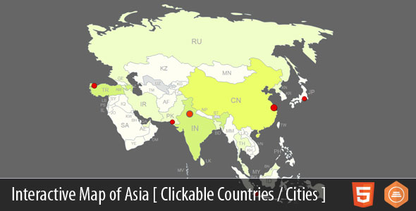 Mapa interativo da Ásia