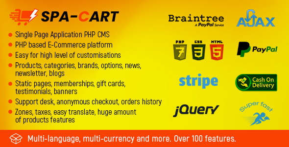 PHP SPA CMS – Aplicativo de página única – Spa -cart. Plataforma de comércio eletrônico totalmente em destaque. Super rápido.