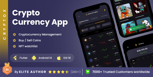 2 modelo de aplicativo | Aplicativo de criptomoeda | Gráfico de preços criptográfico | Crypto Wallet App | App NFT Tracker | Criptox