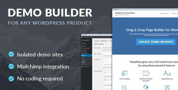 Construtor de demonstração para qualquer produto WordPress
