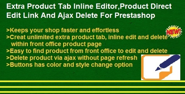 Link de edição direta do produto, Ajax Excluir e guias de produto extra editor em linha