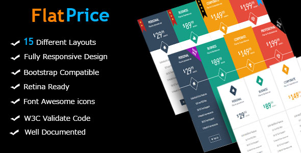 FlatPrice – tabelas de preços de bootstrap responsivas