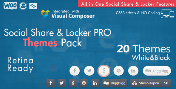 Pacote de temas de compartilhamento social e Locker Pro (W&B)