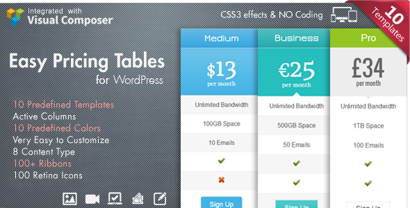 Tabelas de preços fáceis plugin wordpress