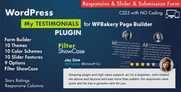 Showcase de depoimentos para WPBakery Page Builder plugin
