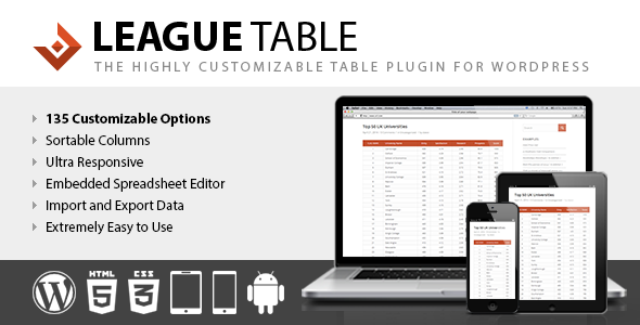 Tabela de liga – plugin de tabela para wordpress