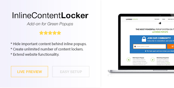 Locker de conteúdo embutido – Popups verdes complementares