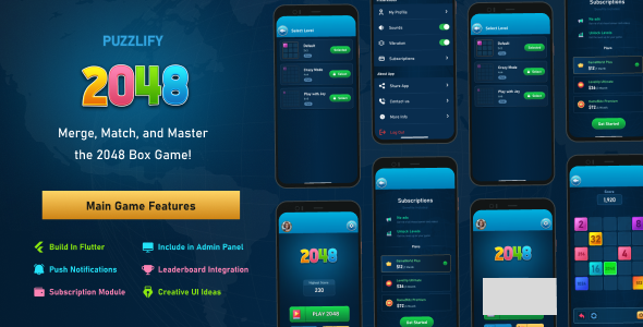 PUZZLIFY2048 – FLUTTER APLICAÇÃO COM ADMOB e assinatura