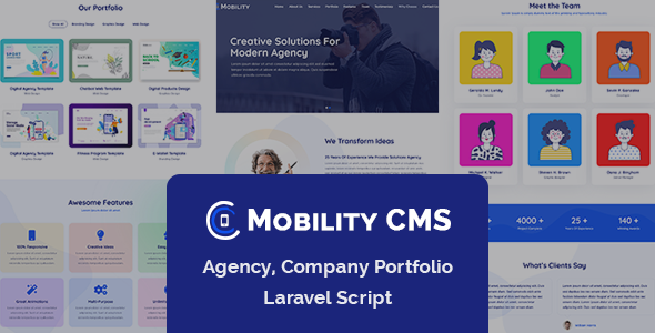 Mobilidade CMS – Agência, portfólio de empresas Laravel Script