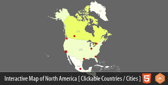 Mapa interativo da América do Norte