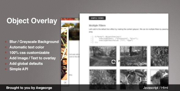 Sobreposição de objeto jQuery