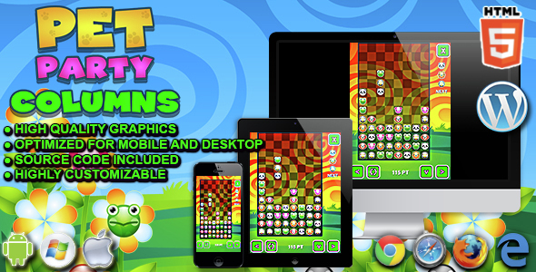 Colunas de festa para animais de estimação – jogo de correspondência HTML5