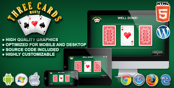 3 cartas Monte – jogo de cassino html5