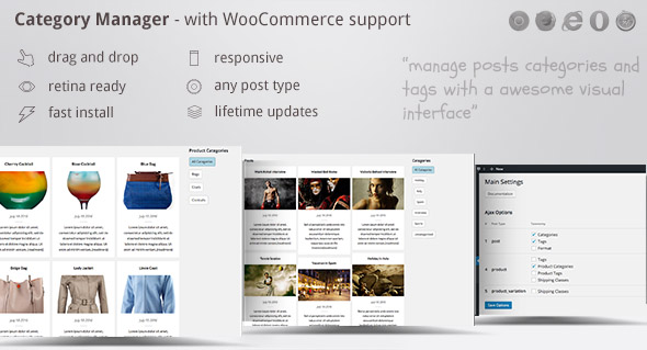 Category Manager – com arrasto, soltamento e wooCommerce