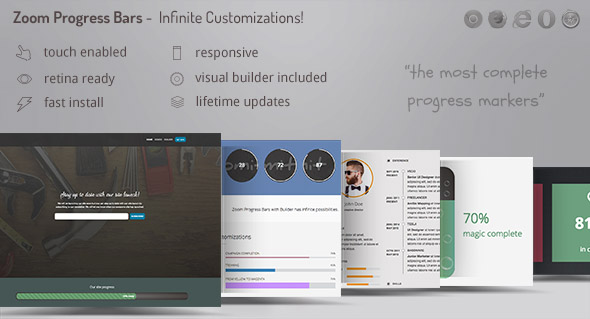 Barras de progresso do Zoom 2 – Personalizações de marcadores de progresso infinitos com o Visual Builder incluído