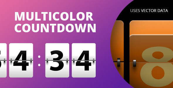 Contagem regressiva multicolorial redimensível