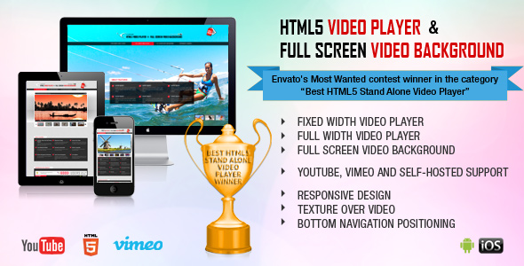 Player de vídeo html5 e fundo de vídeo em tela cheia