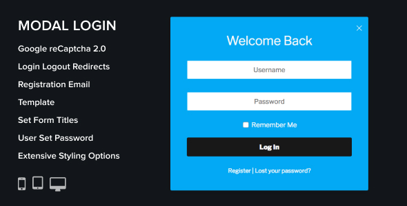 Registro de login modal Plugin WordPress esquecido
