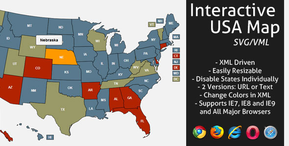 Mapa interativo SVG USA