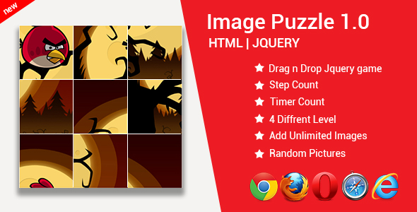Jogo de quebra -cabeça de imagem | Jogo de quebra -cabeça | Html | JQuery | JavaScript