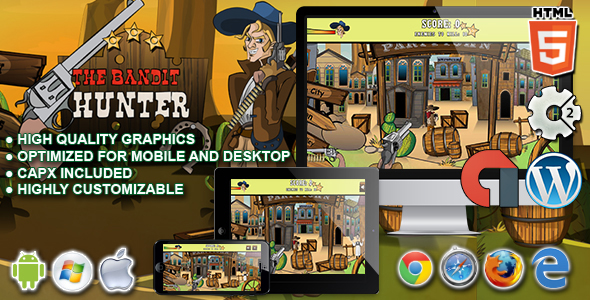 O jogo Bandit Hunter – HTML5 Construct 2