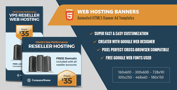 Banners de hospedagem na web – animado html5