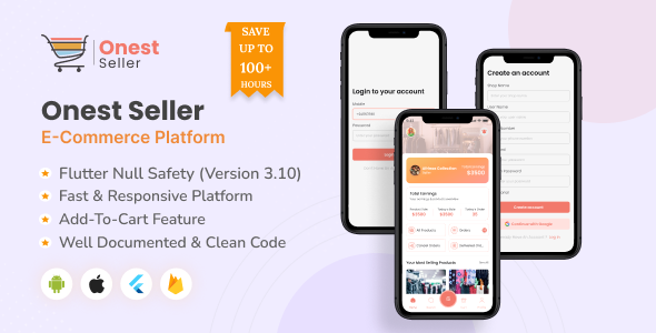 Onest App de vendedor de comércio eletrônico – Android, iOS