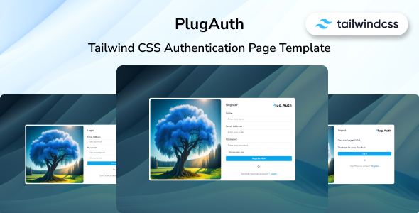 Modelo de página de autenticação Plugauth – Tailwind CSS 3