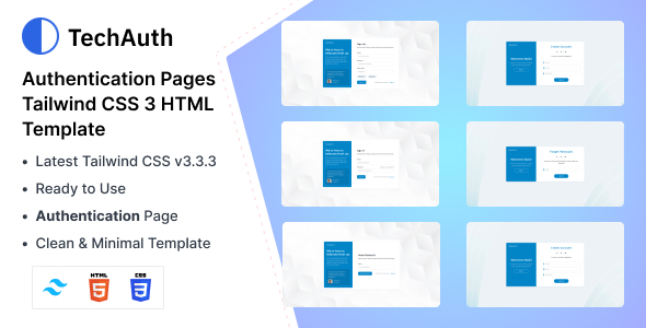 TechAuth – Páginas de autenticação CSS 3 Modelo HTML