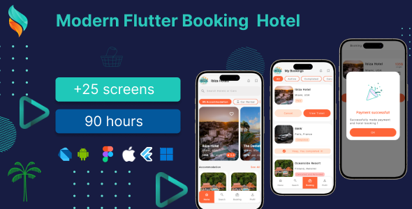Kit de interface do usuário do Flutter Booking – Flutter Modern App – Flutter Reserva App (versão mais recente)