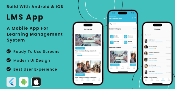 App LMS – aplicativo de curso de gerenciamento de aprendizado on -line Flutter | Android | modelo de aplicativo móvel iOS