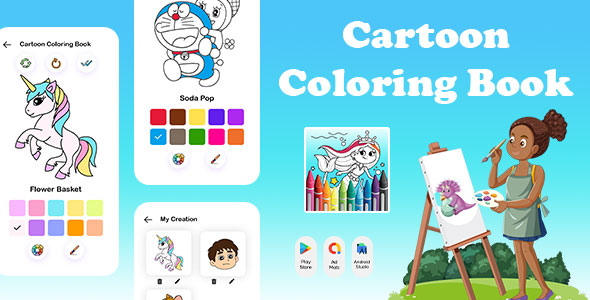 Livro de colorir de desenhos animados – Livro para colorir para crianças – Happy Color – Coloring Games – Coloring World