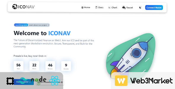 Oferta inicial de moedas (OCO) Web3 – Contrato de iconav Dapp & Solity