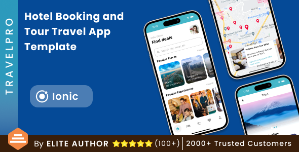 Modelo de App Ionic Hotel Booking and Tour Travel em Ionic | Travelpro