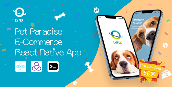Lynx – Pet Paradise E -Commerce React App Native | CLI 0,71,8 | Redux | Redux Thunk