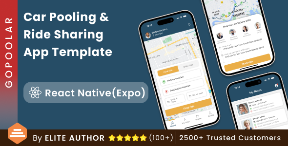 App de carona | App de pool de bicicletas | App de compartilhamento de passeio | Aplicativo de compartilhamento de carros | Reaja nativo | Gopoolar