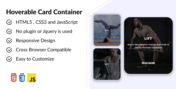 Contêiner de cartão hoverable – html css javascript
