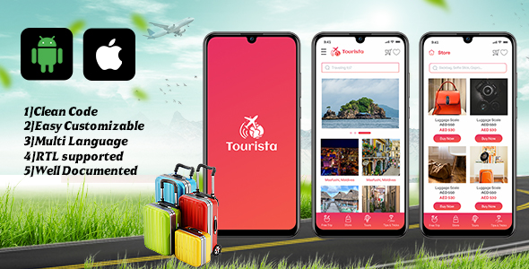 Turista – Holiday & Tours | Reaja nativo | Modelo de aplicativo de viagem