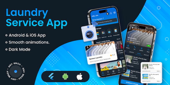 Serviços de lavanderia Flutter App – Kit UI