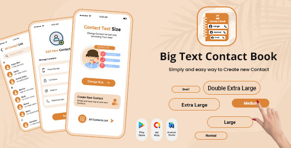 Big Text Contact – Livro de contato – Contatos Plus – Contato TextPlus – Contatos grandes de texto