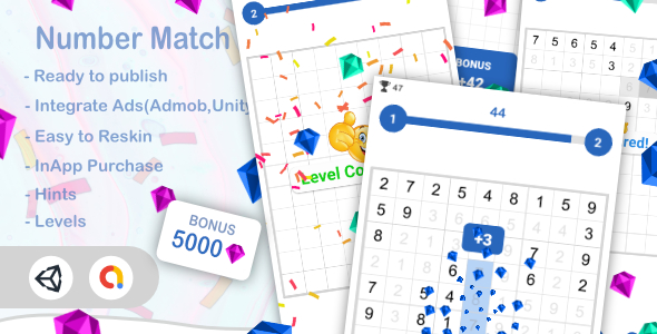 Combine o número (jogo de unidade+admob+iOS+Android)