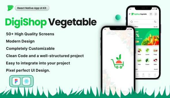 Mercearia | Kit de interface do usuário de aplicação de vegetais | Reaja o kit de interface do usuário nativo com código -fonte