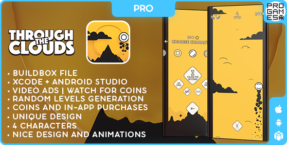 Através das nuvens (Pro) – BuildBox Classic – iOS – Android – Vídeo de recompensa